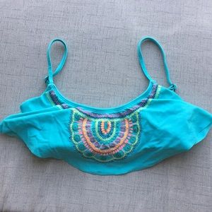 Sky blue flowy swimsuit top